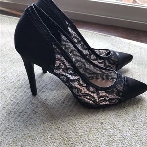 Black lace heels